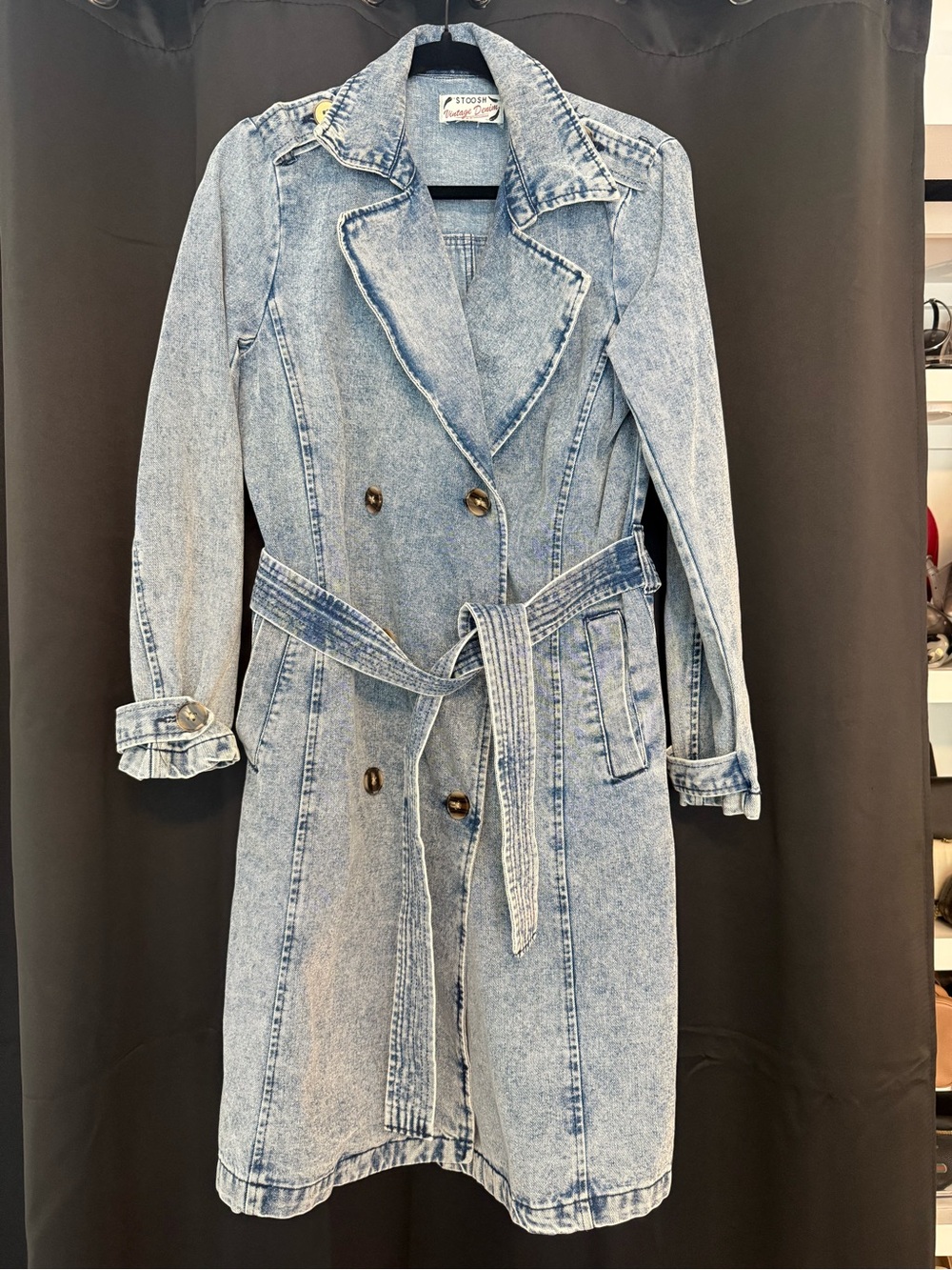 Stoosh Light Blue Denim Trench Coat